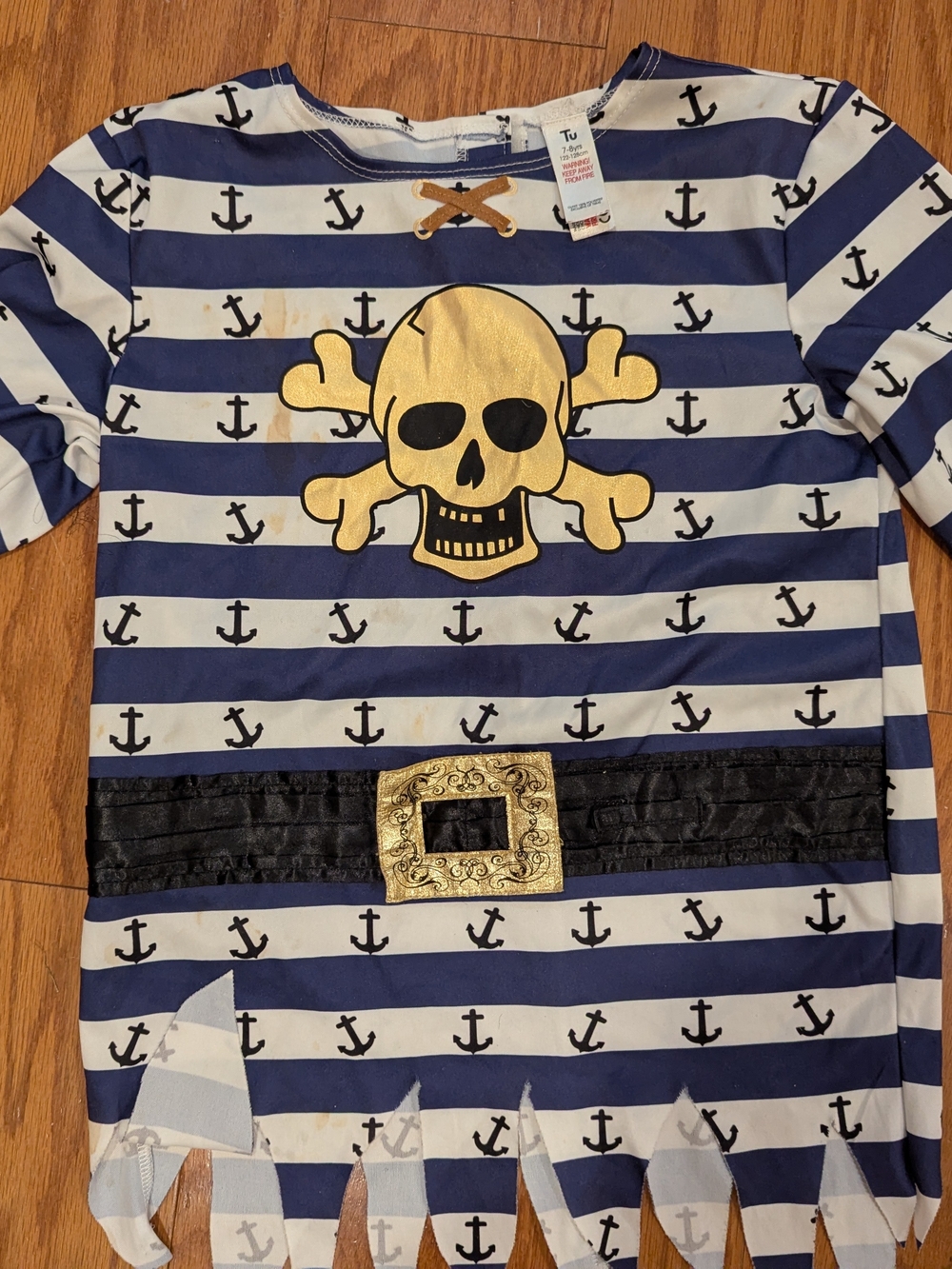 Little Kids Pirate Costume Top with Gold Skull